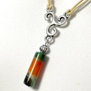 2/$20, Multicolor Dyed Agate Cord Necklace, Gemstone Lariat Necklace